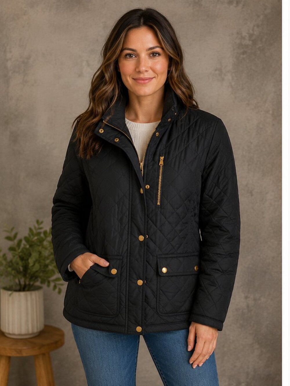 Lauren Ralph Lauren Black Quilted Jacket Women’s 2X Gold Hardware